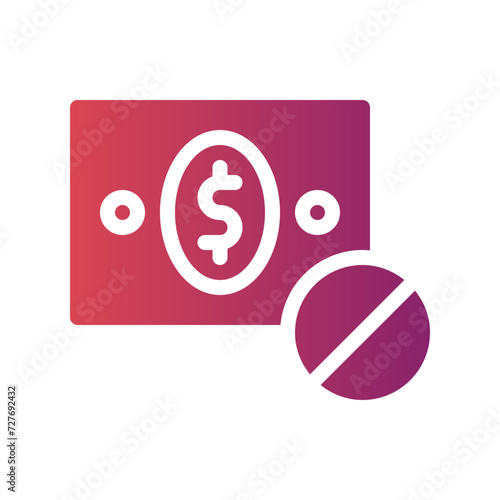 no money flat gradient icon