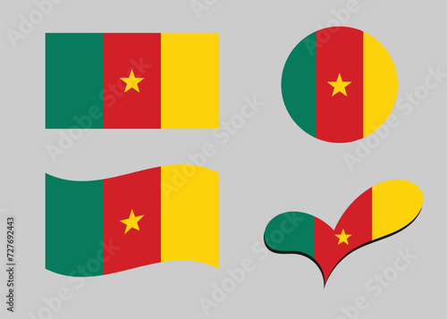 Free Download Flag of Cameroon. Cameroon flag in heart shape. Cameroon flag in circle shape. Country flag variations - GFXLoad