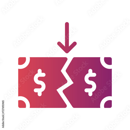 price down flat gradient icon