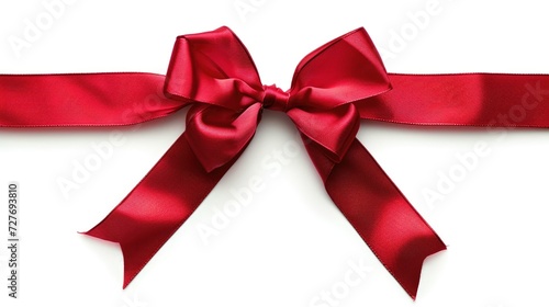 Red Ribbon and Bow Isolated on White Background for Christmas and Events