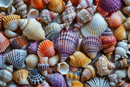 Vibrant Sea Shell Texture: A Colorful Summer Beach Background