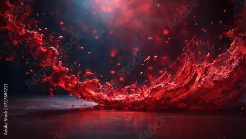 A harmonious crescendo portrayed by bright crimson particles, capturing the intensity and beauty of sound. photo