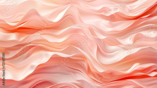 Elegant Peach-Toned Fabric Waves Flowing in Soft Light