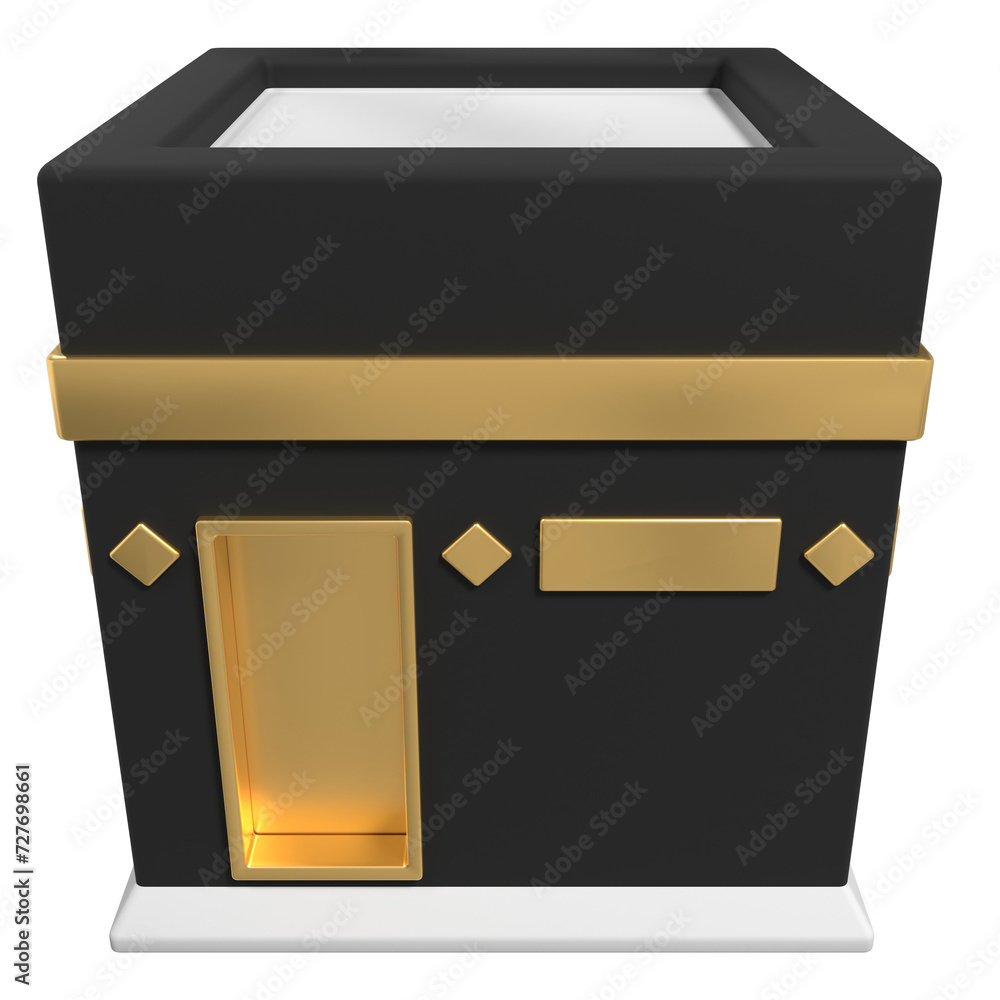 Kaaba holy place for muslims in 3d illustration. Kaaba concept of islamic celebration eid al adha or hajj. Kaaba 3d icon design Kaaba holy place for muslims in 3d illustration. Kaaba concept of islamic celebration eid al adha or hajj. Kaaba 3d icon design