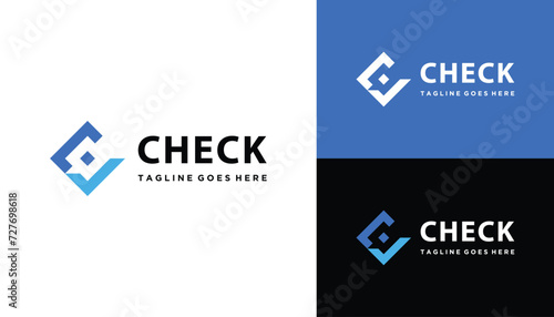 Check Mark Symbol with Simple Square Line Art For Business Brand Logo Design
