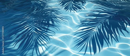 Ultrawide Abstract Summer Palm Trees Leaves Shadow In Water Background Wallpaper