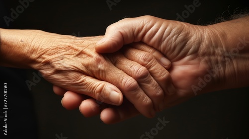 Close-up of a Comforting Hand Hold Between Young and Elderly Person  Expressing Support and Generational Connection  Great for Health and Family Themes