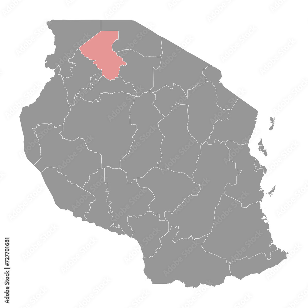 Mwanza Region map, administrative division of Tanzania. Vector illustration.