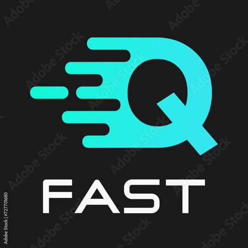 Fast letter q vector logo illustration. Suitable for motion, sport, delivery business and alphabet.