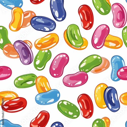 Wallpaper Mural Colorful Jelly Beans Animated Pattern on Light Beige Background Torontodigital.ca