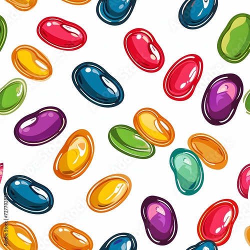 Wallpaper Mural Colorful Jelly Beans Animated Pattern on Light Beige Background Torontodigital.ca