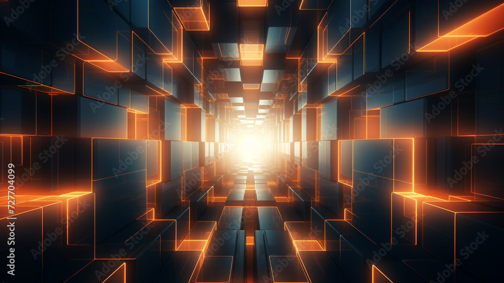 abstract futuristic glowing geometric tunnel background