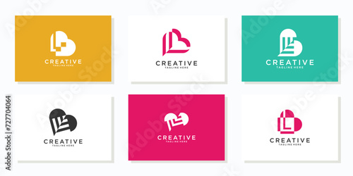Letter L heart love collection logo design inspiration