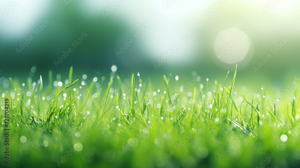 Beautiful blurred natural green background with fresh grass