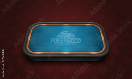 Poker table with blue cloth. Vector illustration.