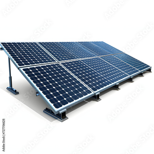 Solar panels soaking up sunlight on a rooftop isolated on white background, png
