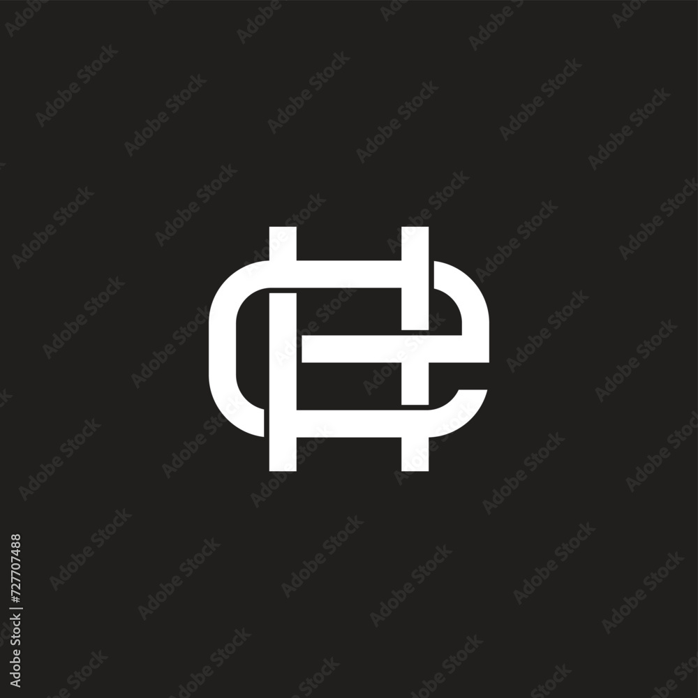 letter he linked flat 3d logo vector letter he linked flat 3d logo vector