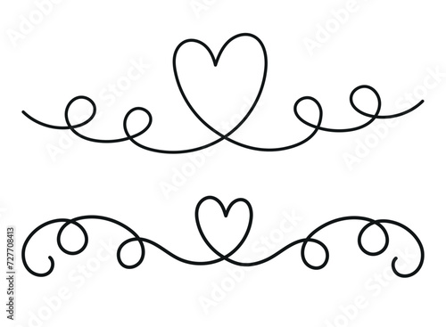 Hand drawn double curve line hearts