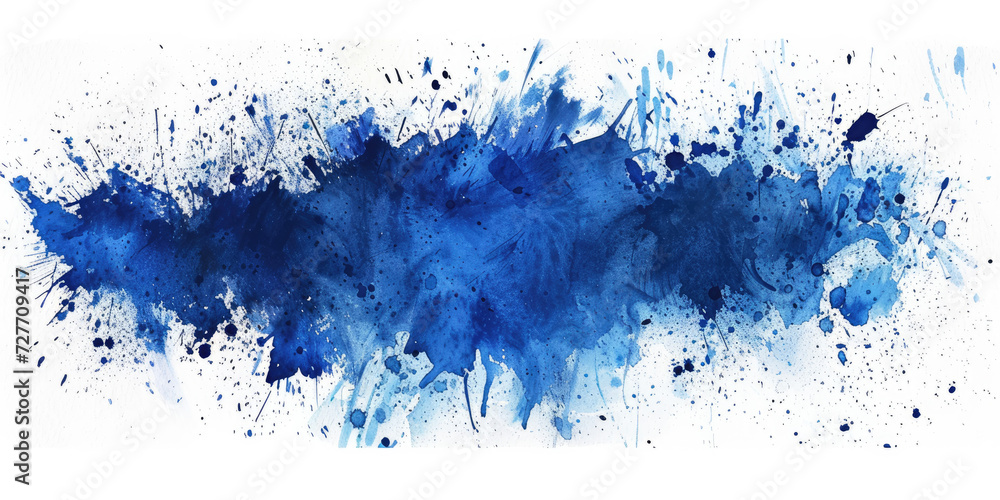 Blue paint brush strokes in watercolor isolated against white background, abstract background - obrazy, fototapety, plakaty 