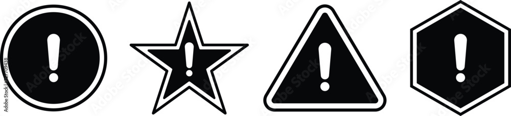Set of warning icon. Trendy warning icon vector illustration. Abstract attention icon isolated on white background. Attention icon design. Warning symbol. Attention Set of warning icon. Trendy warning icon vector illustration. Abstract attention icon isolated on white background. Attention icon design. Warning symbol. Attention