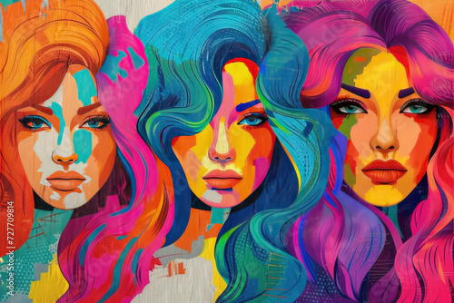 An illustration in the style of pop art, presented as a banner, texture, or background, conveying the spirit of Pride Day and embracing the diversity of the LGBT community © Infinite Shoreline