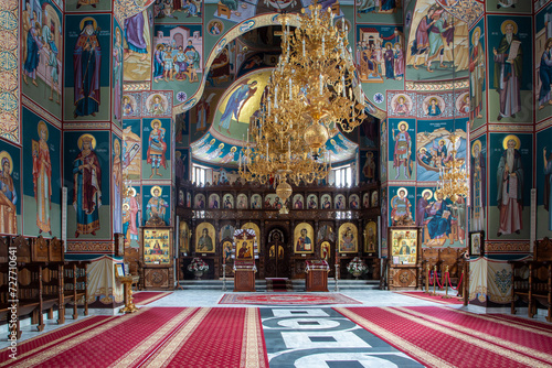The interior of the Sihastria Putnei monastery from Suceava county - Romania. It is a beautiful Orthodox monastery in Bukovina 29.Jan.2024