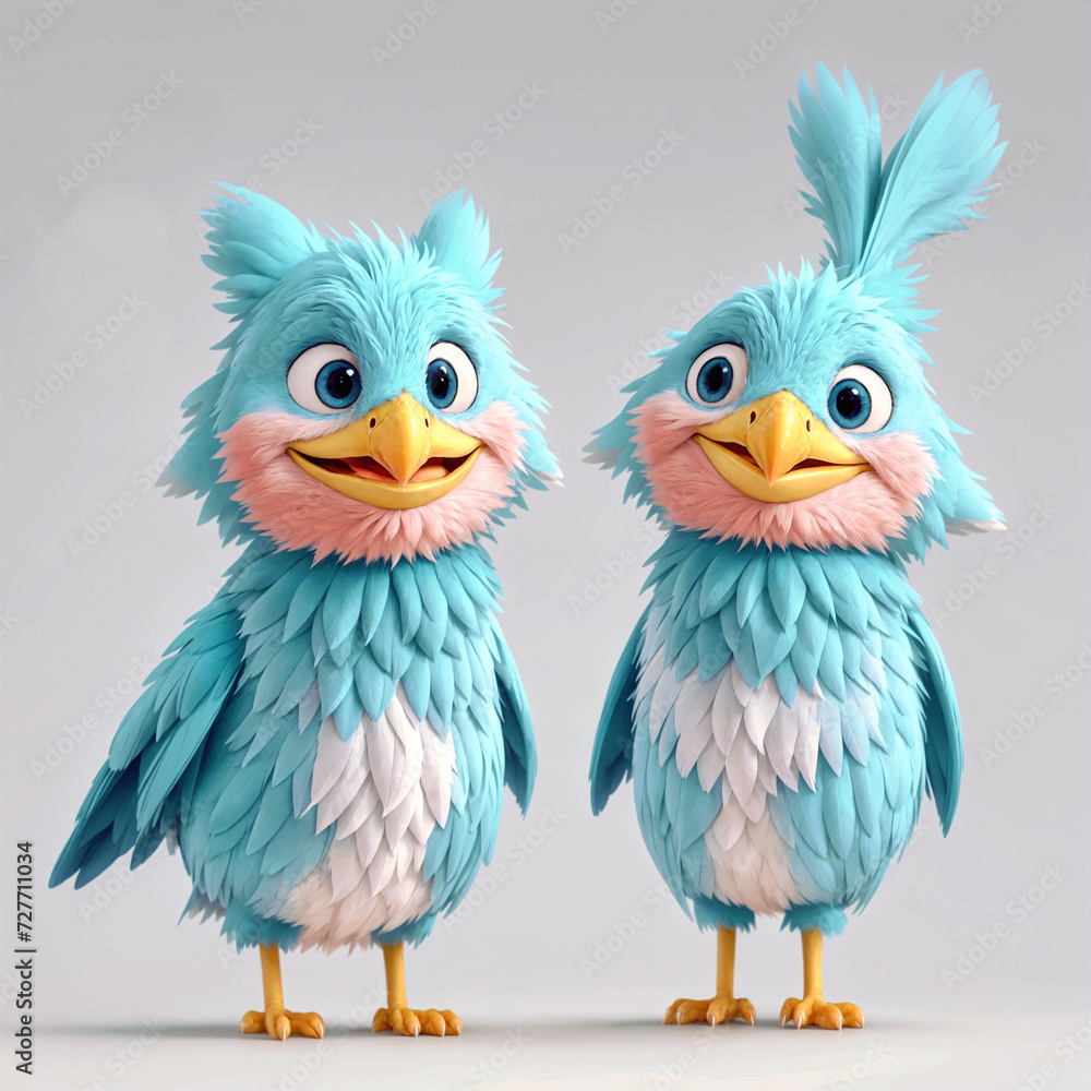 Obraz premium 3D Furry Frenzy: Floppy Ears, Big Whiskers, Wagging Tails, and Fin-tastic Fun. A Parade of Adorable 3D Critters! Cartoon Critters Come Alive: Playful Pups, Purrfect Cats, Towering Giraffes