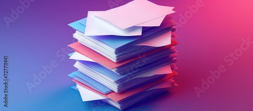 tack of colorful paper document sheets for business concept. Generated AI image