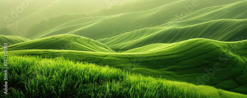 Abstract organic green lines field, wallpaper background illustration