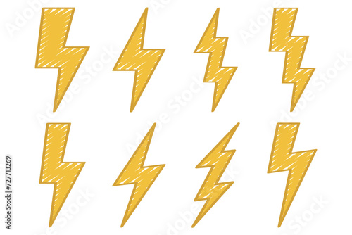 Sketch style lightning bolts