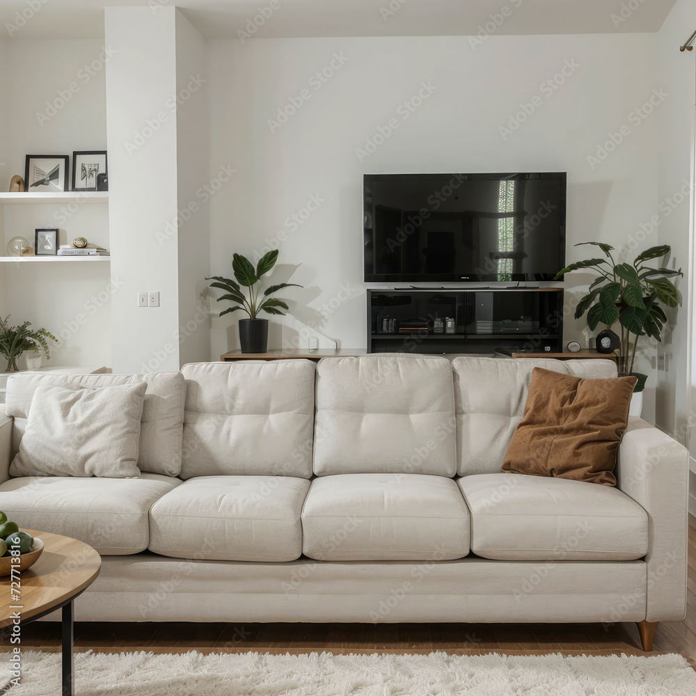 Fototapeta premium modern living room interior design with white sofa