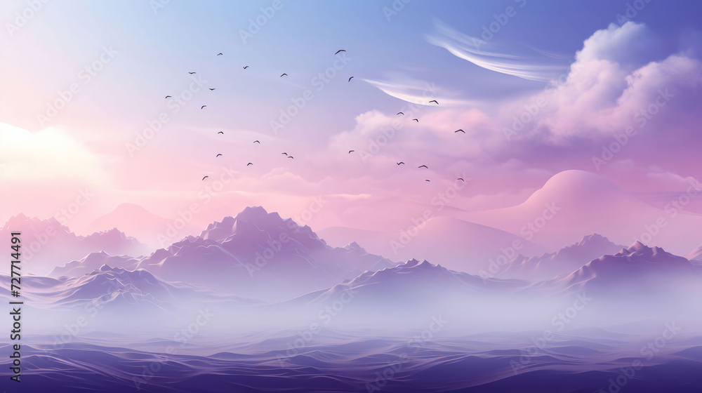Soft purple pastel colour landscape . Background with mountain peaks. Soft purple pastel colour landscape . Background with mountain peaks.