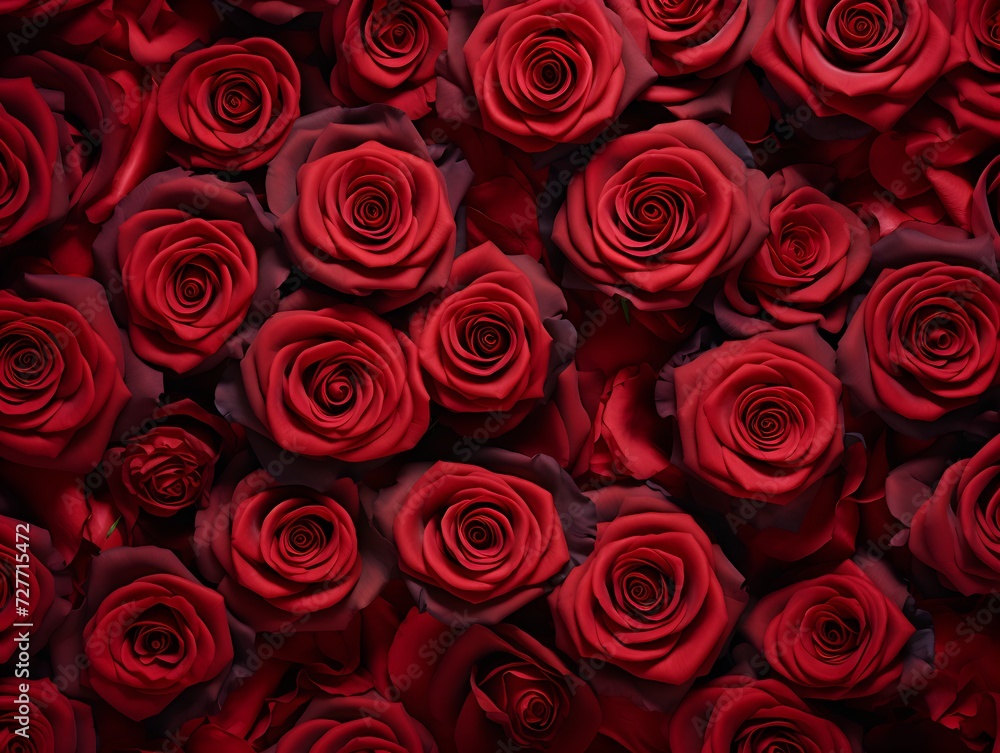 A background filled entirely with a pattern of red roses A background filled entirely with a pattern of red roses