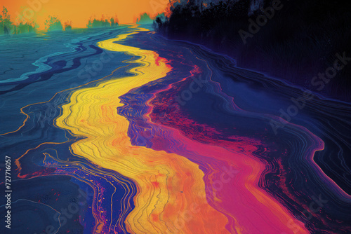 Surreal colorful abstract landscape. Background image. Created with Generative AI technology