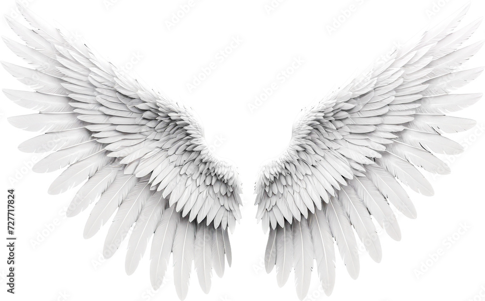 White angel wing isolated on transparent background, Generative AI. White angel wing isolated on transparent background, Generative AI.