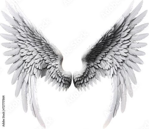 White angel wing isolated on transparent background, Generative AI.