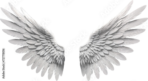 White angel wing isolated on transparent background, Generative AI.