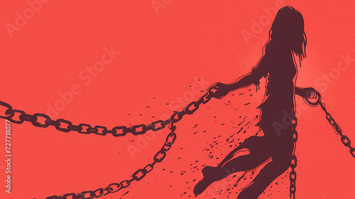 Women with chained Women Rights concept .vector illustration.