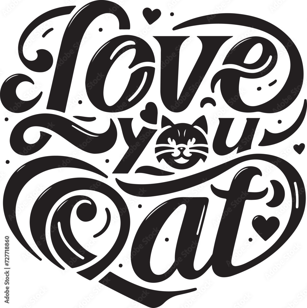 The Best Love you Cat Typography, Vector, Typography, Calliography, T-shirt Design .