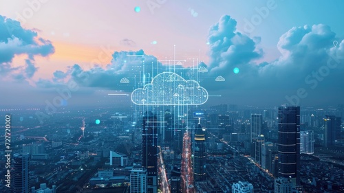 big Industry Cloud Platforms cover light modern city seamlessly unite specialized clouds tailored for distinct sectors, fostering innovation and efficiency photo