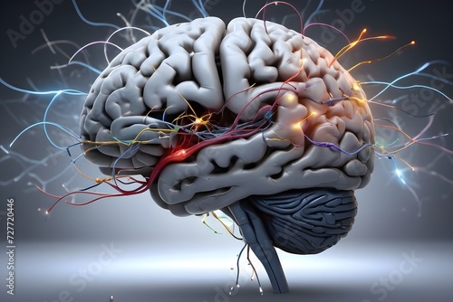 brain in front of background with Depression and Anxiety
