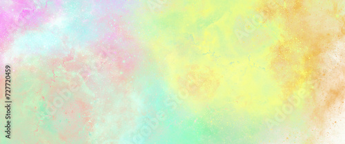 abstract watercolor background colourful with nebula texture yellow green blue