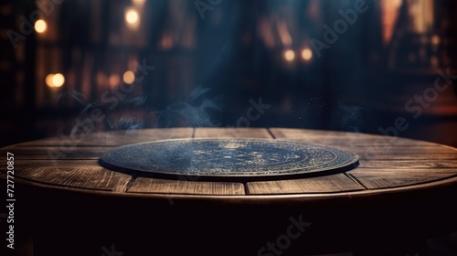 Mystical Rune Table with Smoky Background