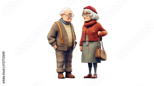 illustration of grandparents, Isolated on transparent PNG background, Generative ai