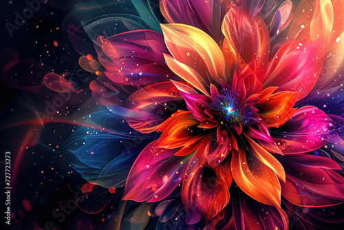 Colorful, abstract, futuristic, fantastic rainbow flower, as background or wallpaper, micro texture, botanical design.