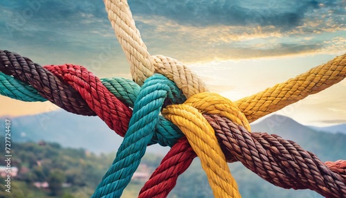 Braided Strength: Diverse Team Unites in a Colorful Tapestry of Partnership and Support"