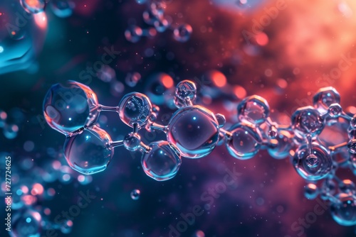 Abstract Molecular Bubbles in Blue and Pink Hues