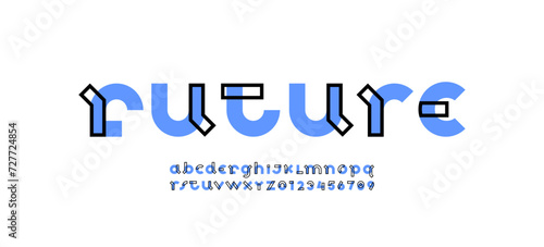 alphabet graphical decorative font, art modern lettering, letters A-Z and numerals 0-9, vector illustration 10EPS