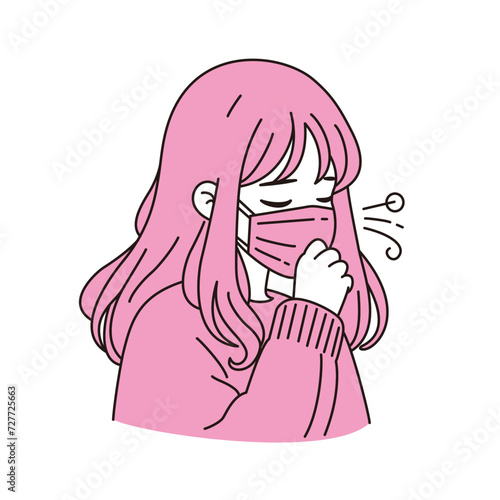 咳をしている女の子