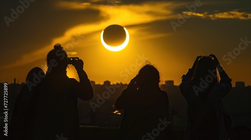 People watching a solar eclipse photo